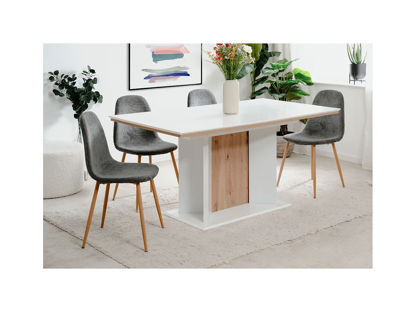 Table à manger extensible de 160 à 200 cm, ouverture automatique - NOVARA