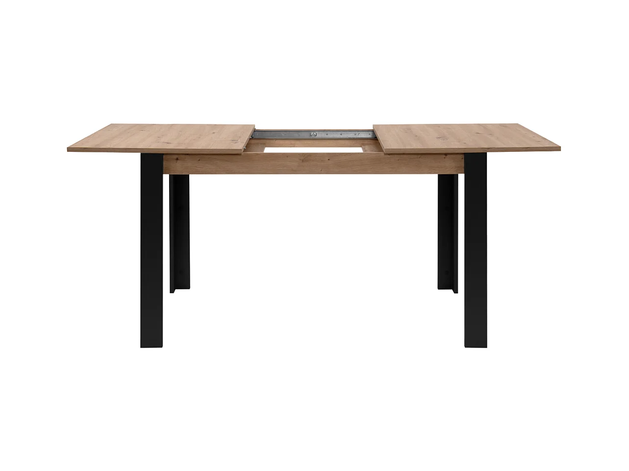 Table à manger extensible de 100 à 150 cm décor chêne artisan et noir - TOLOSA