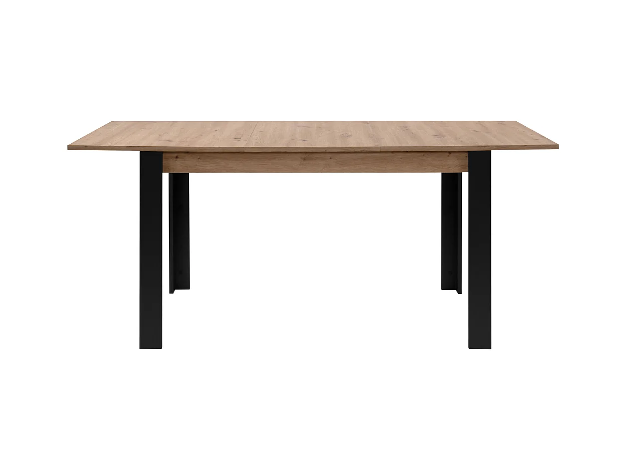 Table à manger extensible de 100 à 150 cm décor chêne artisan et noir - TOLOSA