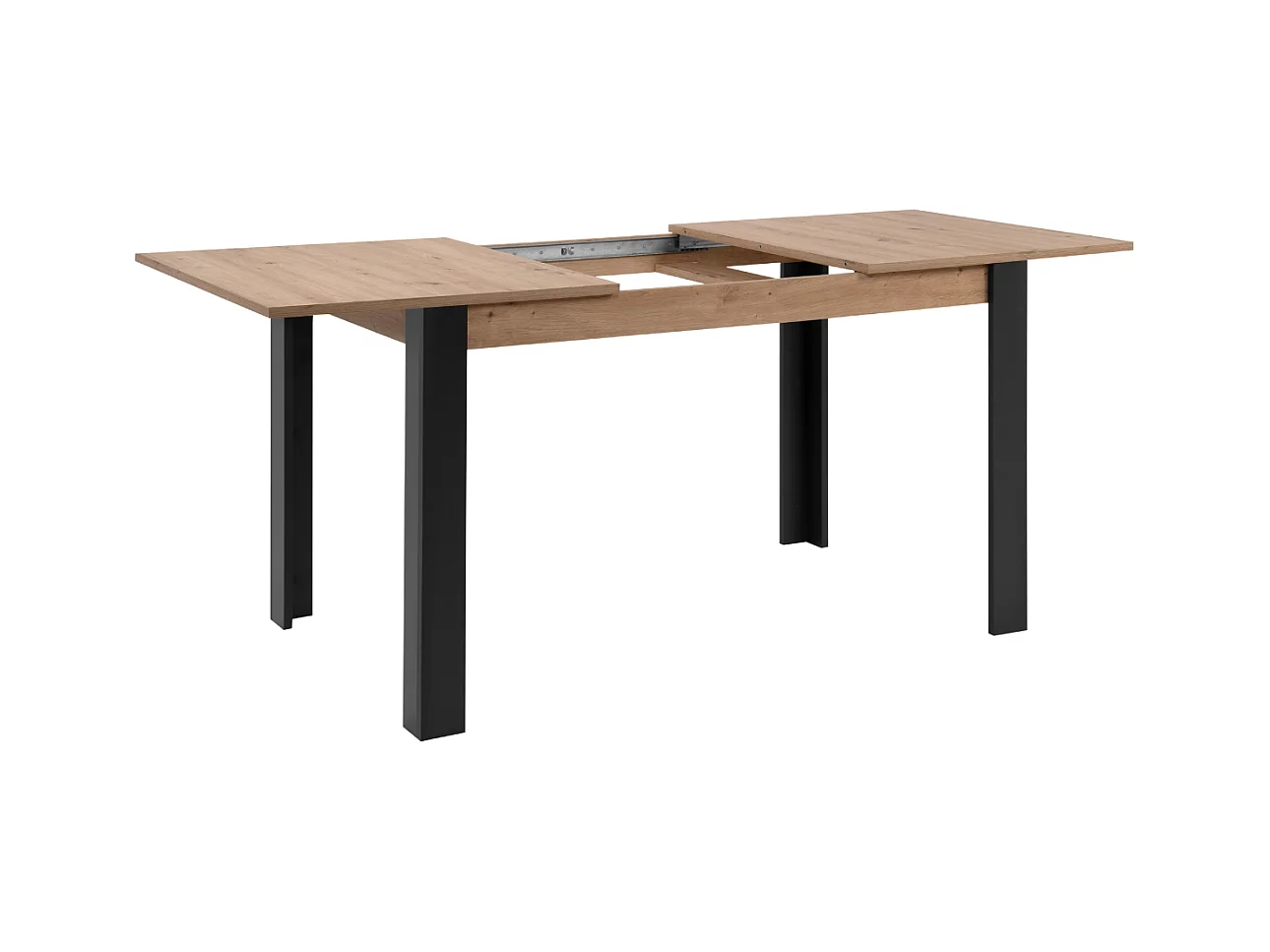 Table à manger extensible de 100 à 150 cm décor chêne artisan et noir - TOLOSA