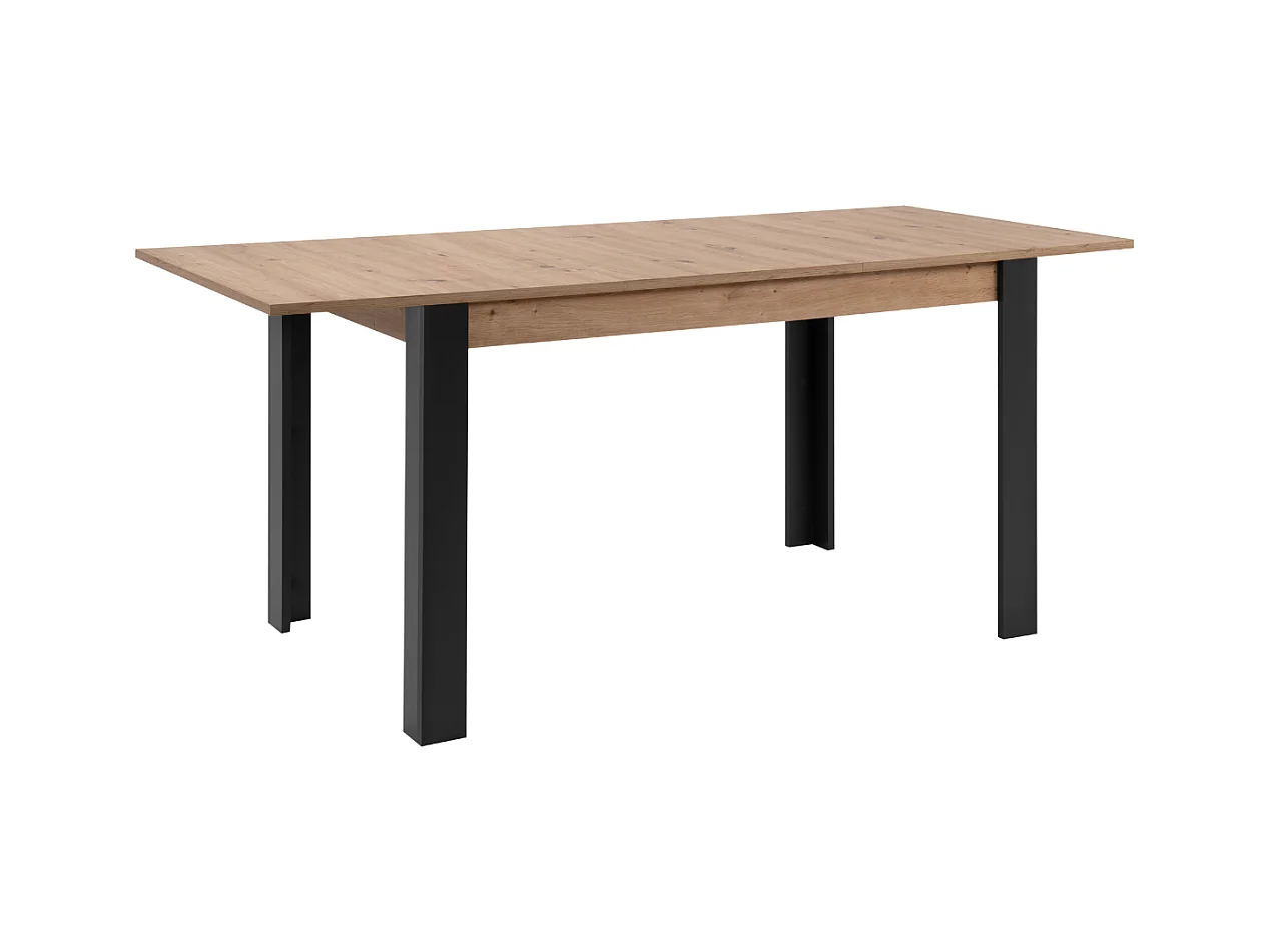 Table à manger extensible de 100 à 150 cm décor chêne artisan et noir - TOLOSA