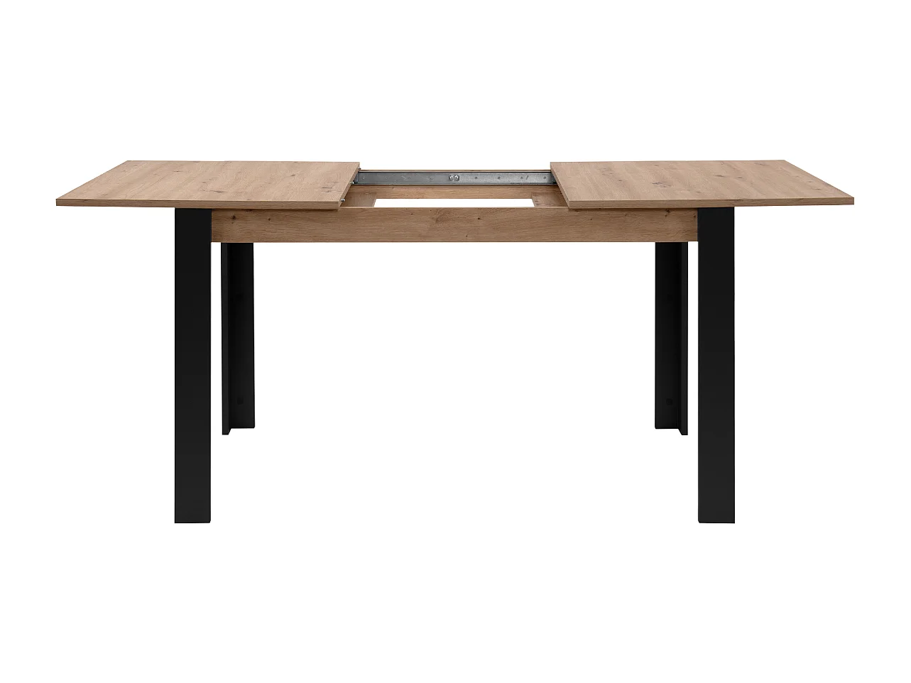 Table à manger extensible de 100 à 150 cm décor chêne artisan et noir - TOLOSA