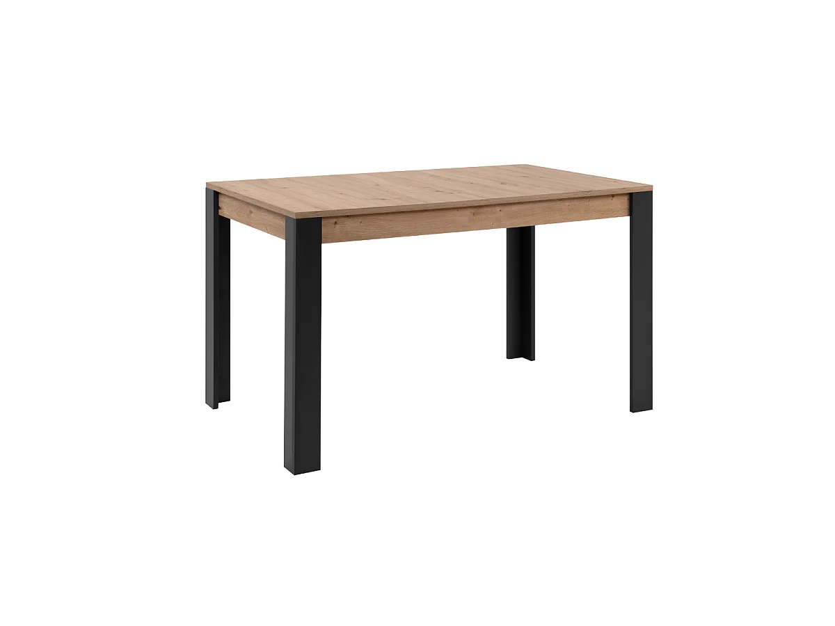 Tavolo da pranzo allungabile da 100 a 150 cm, finitura rovere artisan e nero - TOLOSA