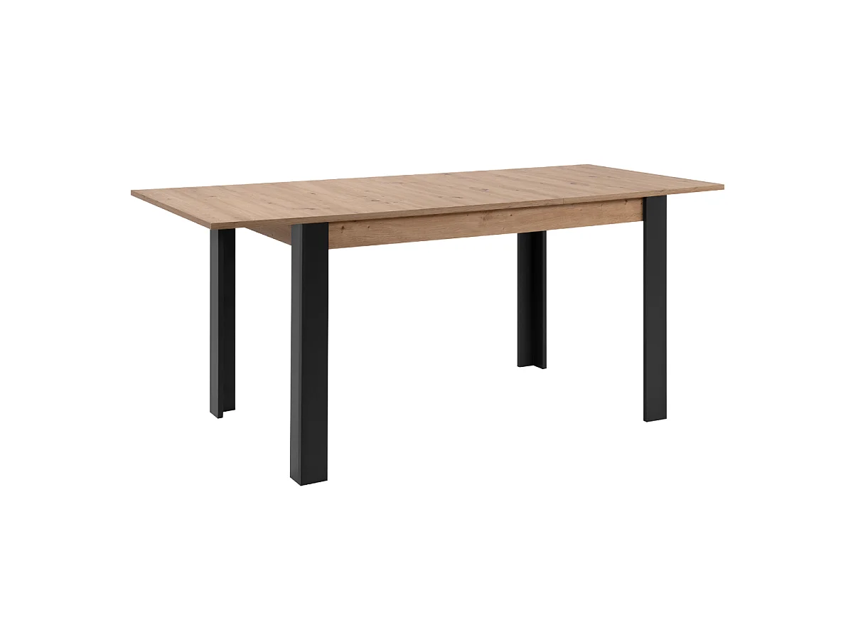 Tavolo da pranzo allungabile da 100 a 150 cm, finitura rovere artisan e nero - TOLOSA