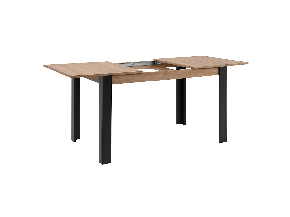 Table à manger extensible de 100 à 150 cm décor chêne artisan et noir - TOLOSA