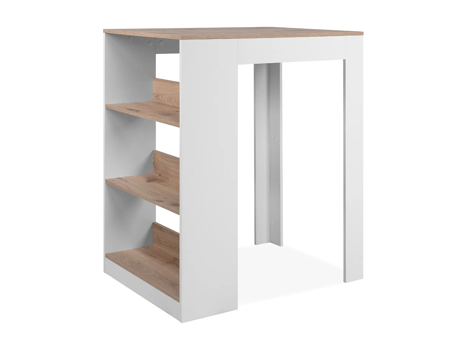 Table à manger 3 étagères de rangement décor chêne viking et blanc L92cm - TAMPA