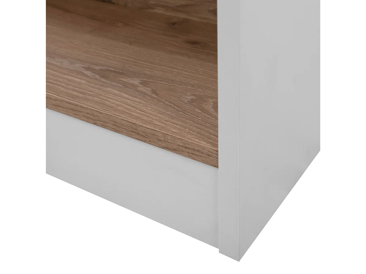 Table à manger 3 étagères de rangement décor chêne viking et blanc L92cm - TAMPA