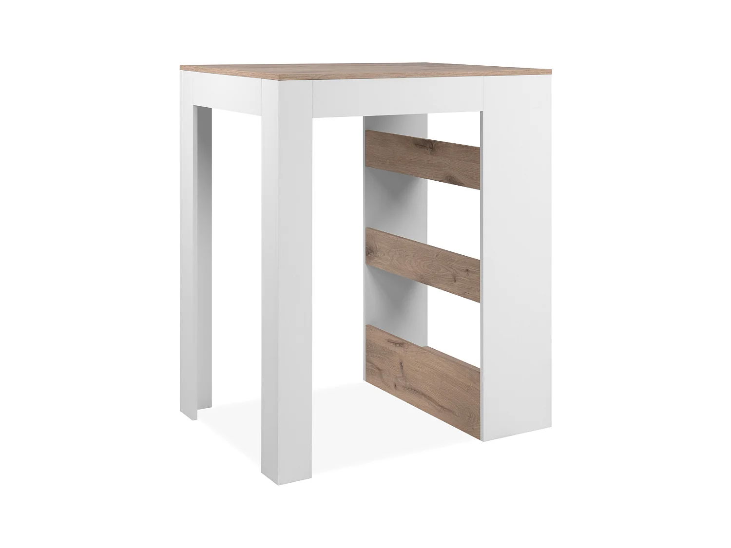 Eettafel met 3 opbergplanken, decor Viking-eik en wit, 92 cm – TAMPA