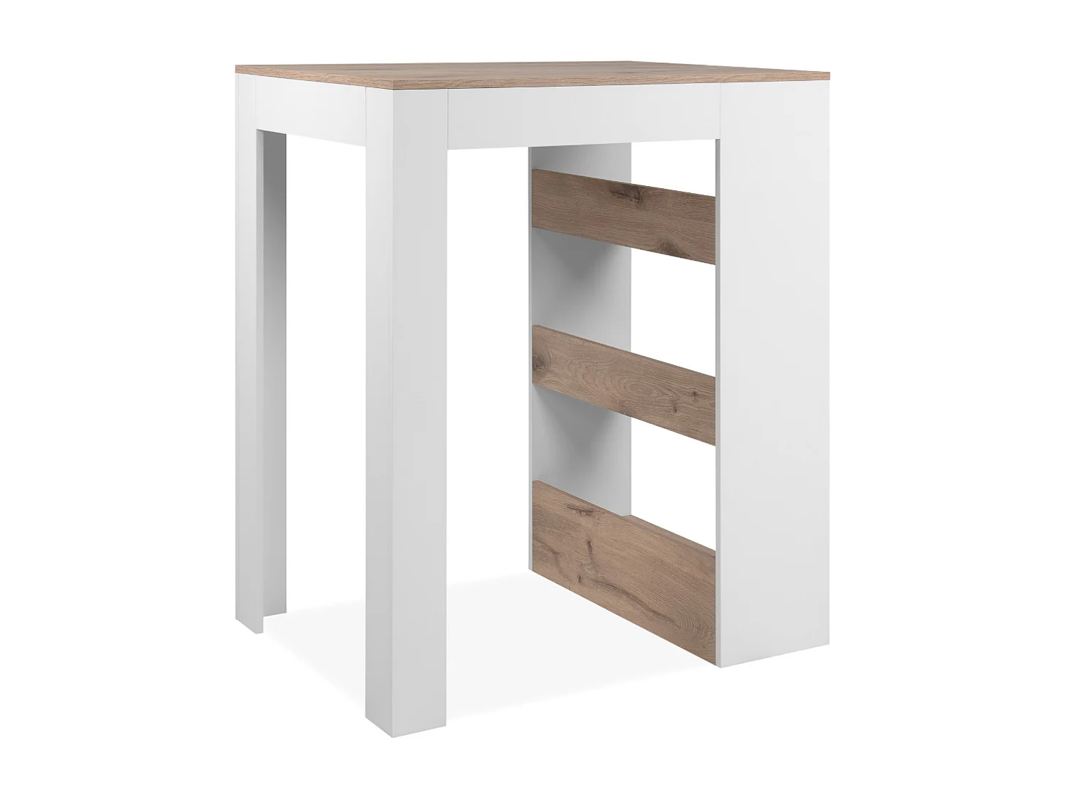 Table à manger 3 étagères de rangement décor chêne viking et blanc L92cm - TAMPA