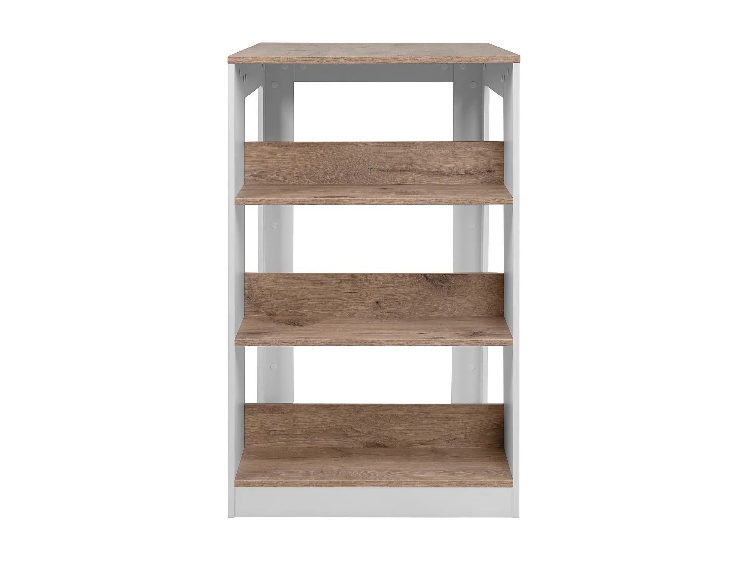 Eettafel met 3 opbergplanken, decor Viking-eik en wit, 92 cm – TAMPA