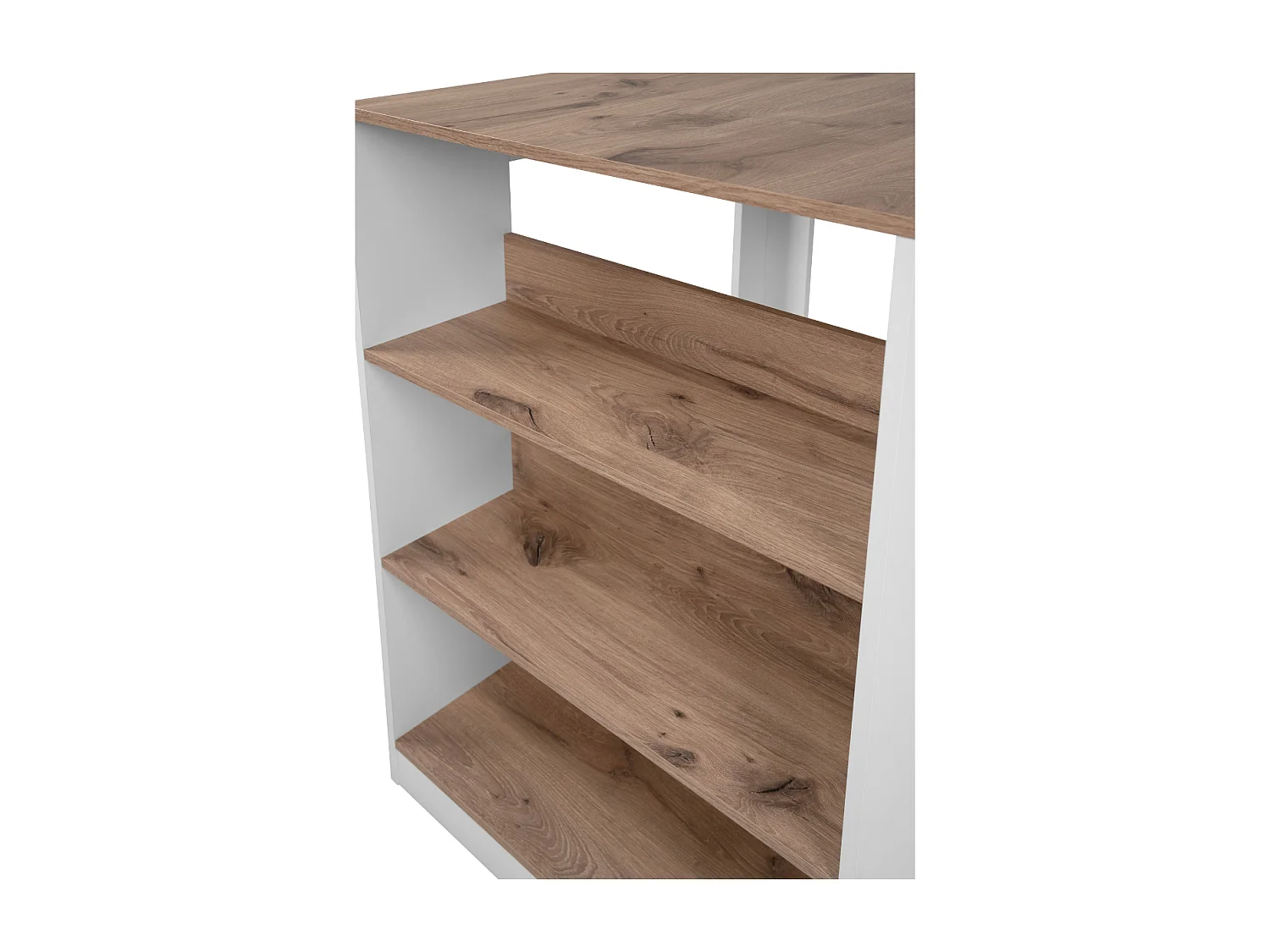 Eettafel met 3 opbergplanken, decor Viking-eik en wit, 92 cm – TAMPA