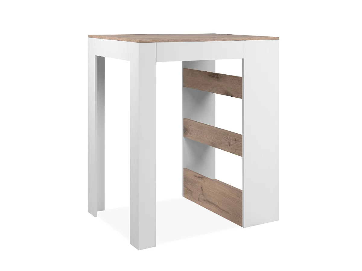 Table à manger 3 étagères de rangement décor chêne viking et blanc L92cm - TAMPA