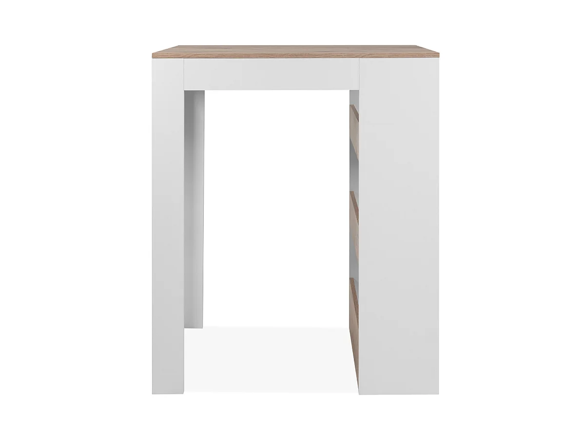 Table à manger 3 étagères de rangement décor chêne viking et blanc L92cm - TAMPA