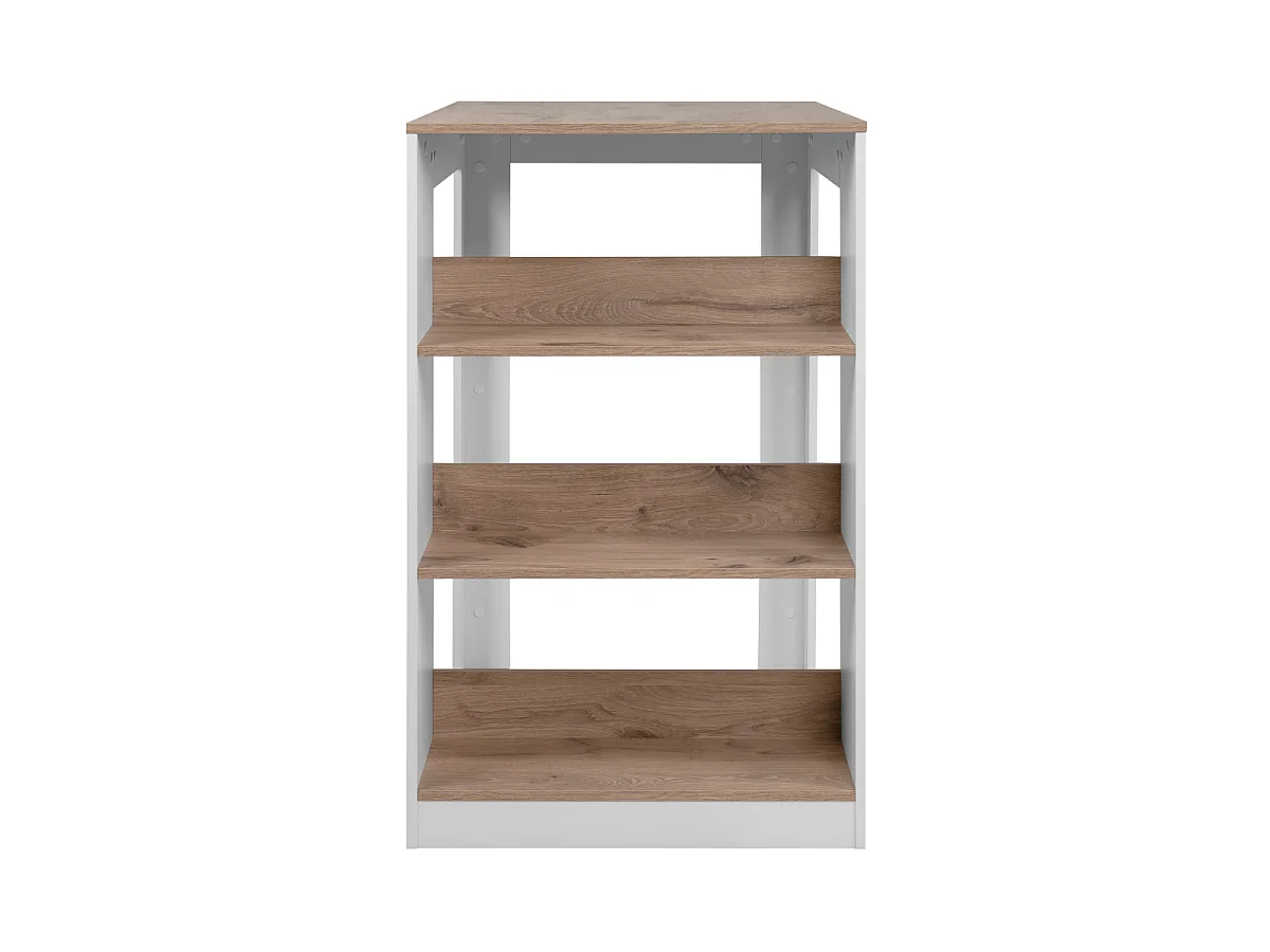 Table à manger 3 étagères de rangement décor chêne viking et blanc L92cm - TAMPA