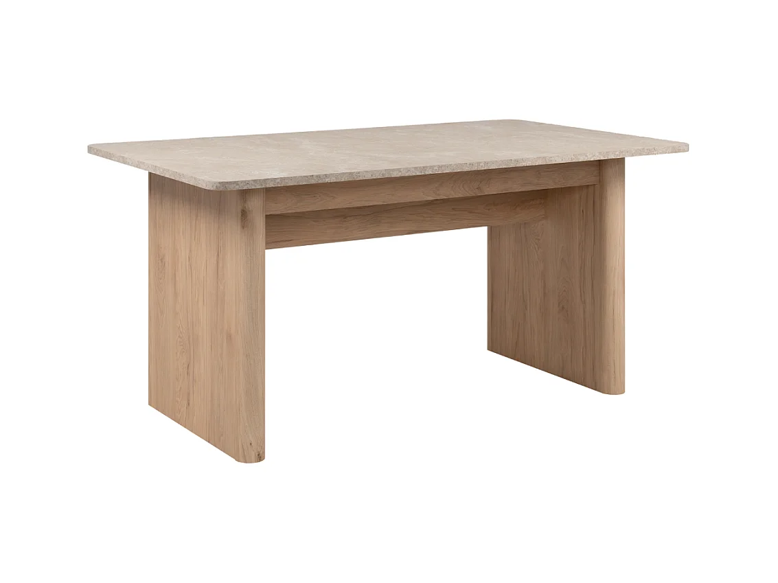 Table à manger extensible de 160 à 200 cm décor chêne et travertin - SAI