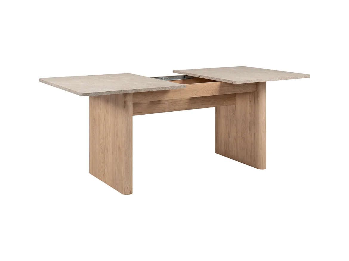 Table à manger extensible de 160 à 200 cm décor chêne et travertin - SAI