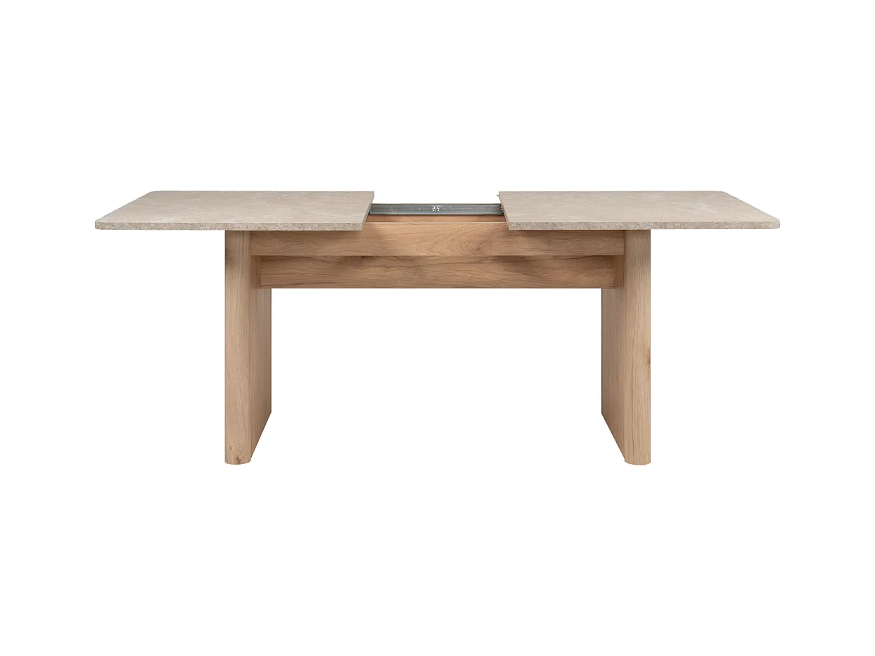 Table à manger extensible de 160 à 200 cm décor chêne et travertin - SAI