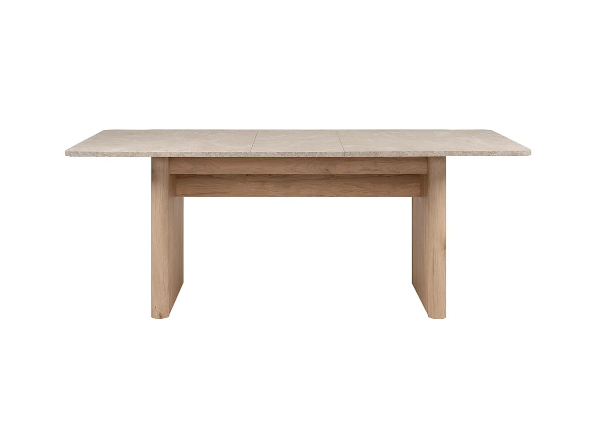Table à manger extensible de 160 à 200 cm décor chêne et travertin - SAI