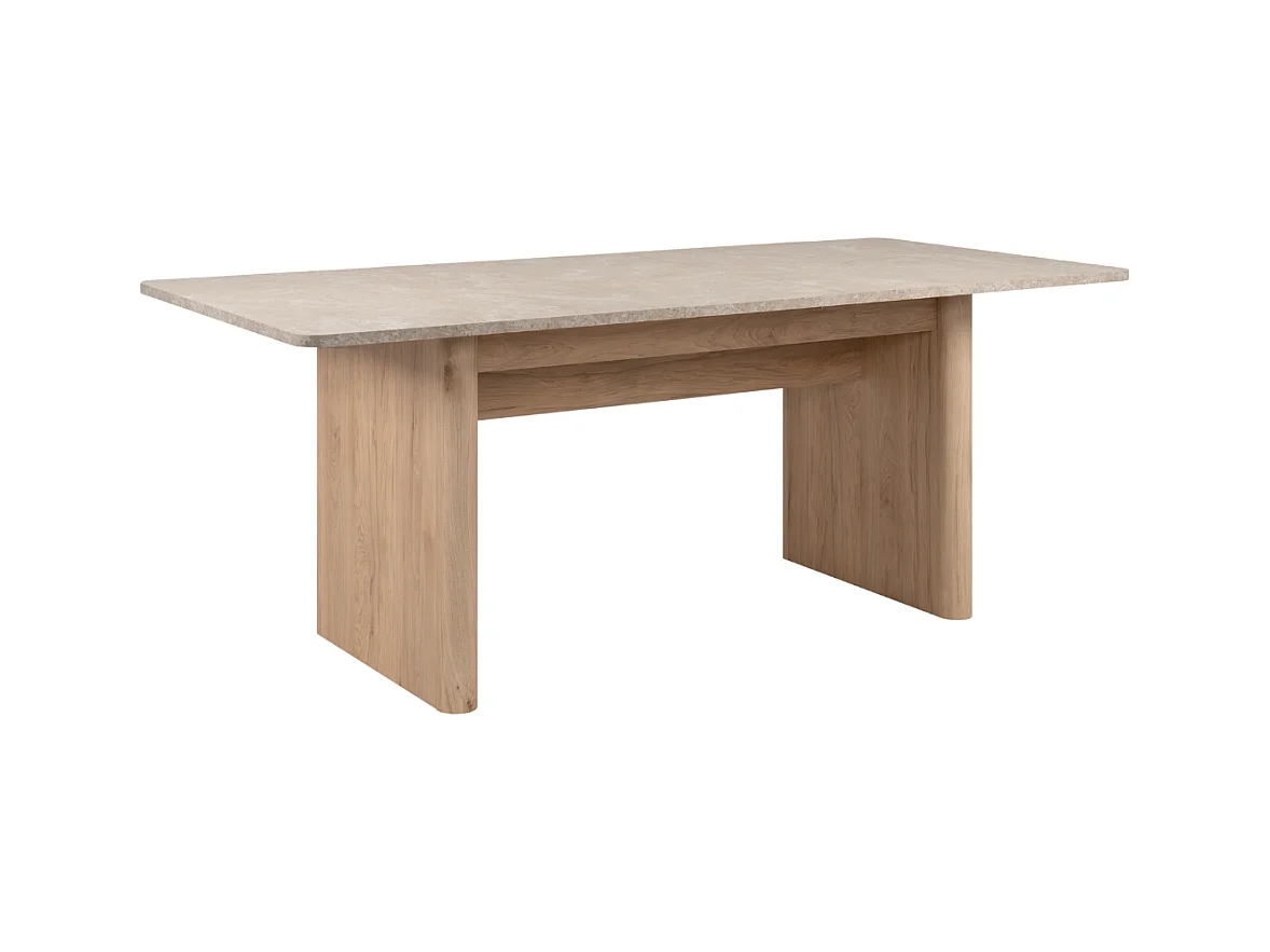 Table à manger extensible de 160 à 200 cm décor chêne et travertin - SAI