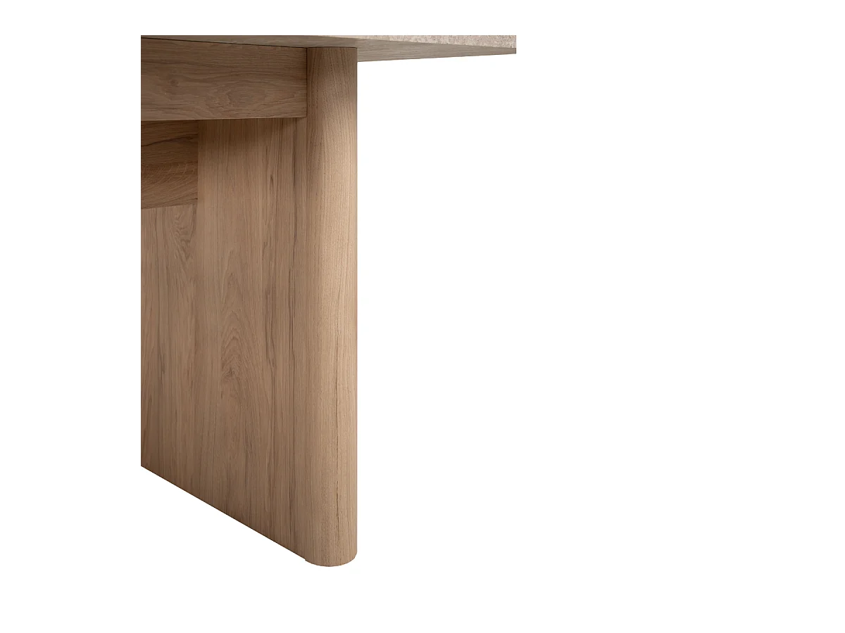 Table à manger extensible de 160 à 200 cm décor chêne et travertin - SAI