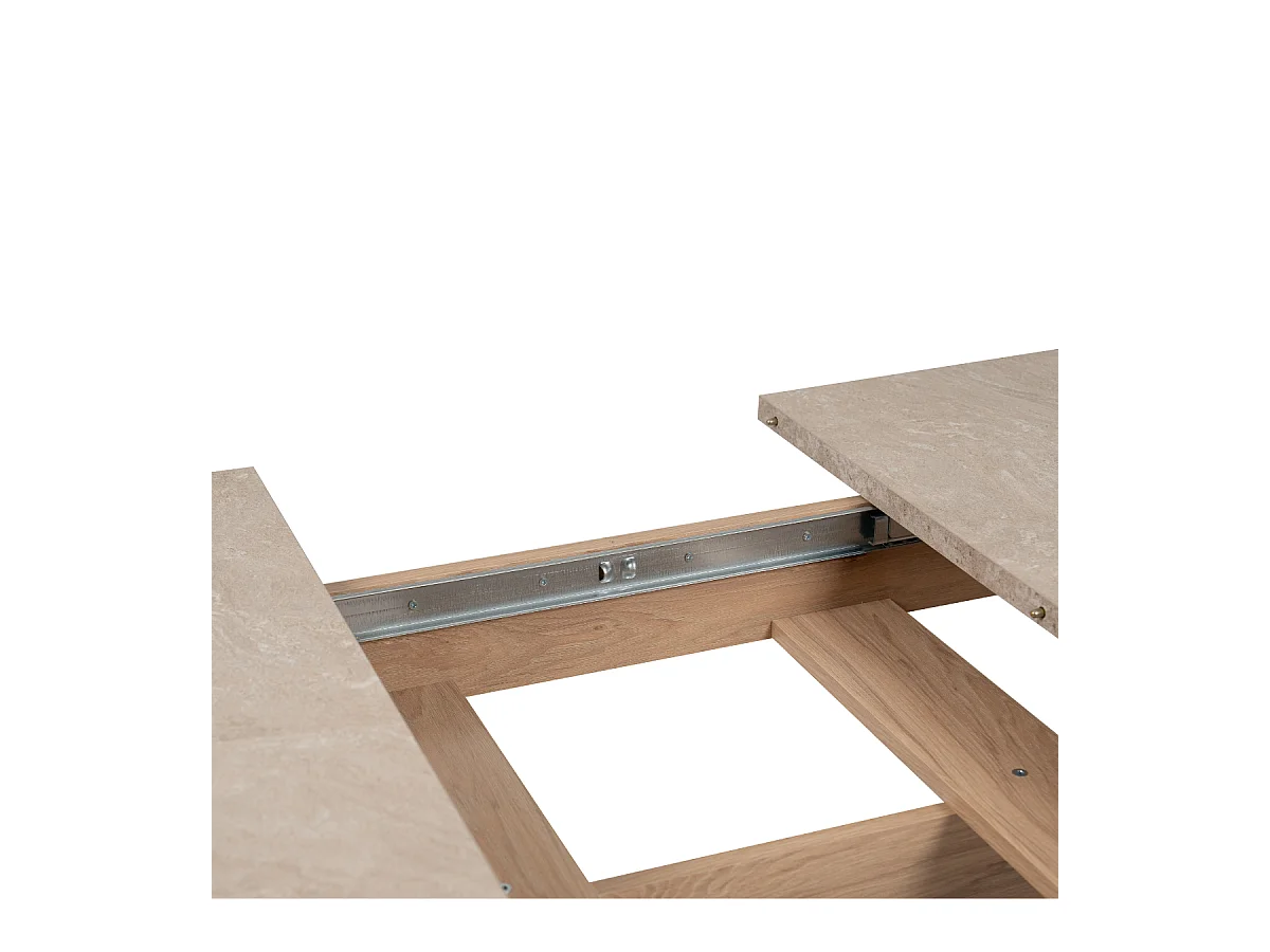 Table à manger extensible de 160 à 200 cm décor chêne et travertin - SAI