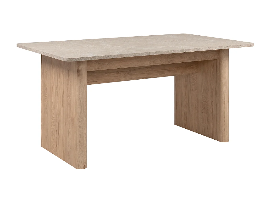 Table à manger extensible de 160 à 200 cm décor chêne et travertin - SAI