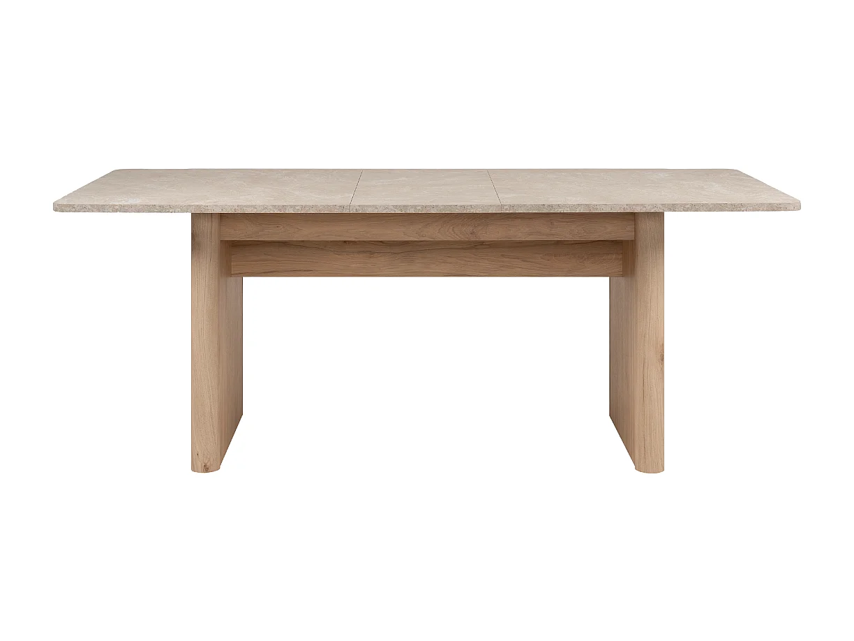 Table à manger extensible de 160 à 200 cm décor chêne et travertin - SAI