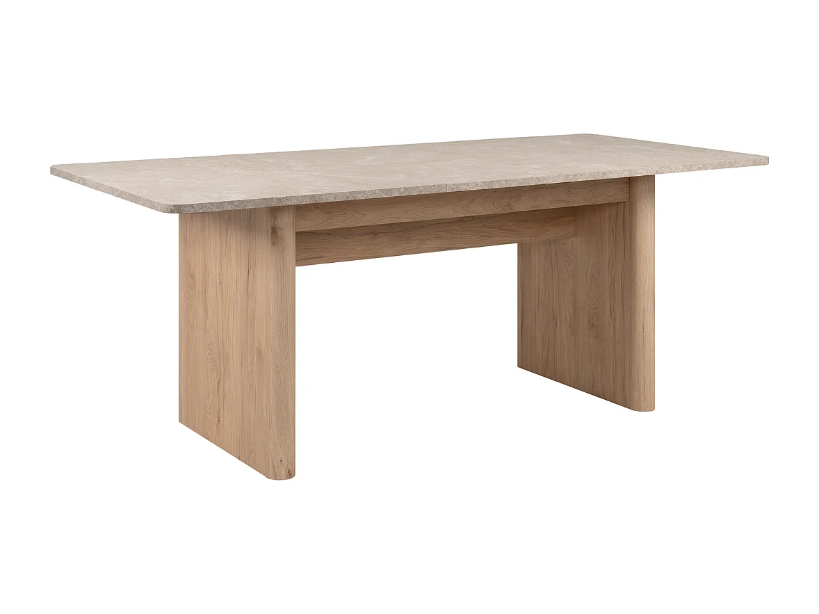 Table à manger extensible de 160 à 200 cm décor chêne et travertin - SAI