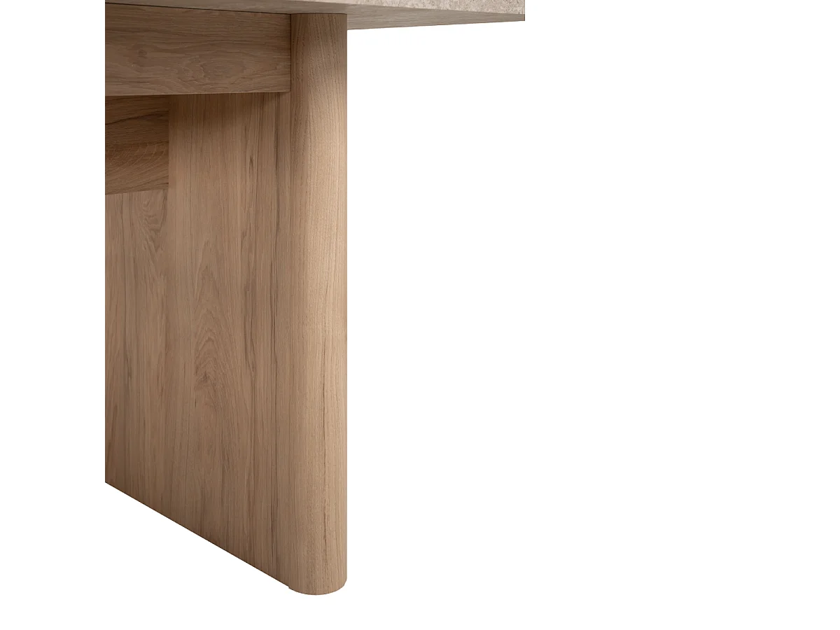 Table à manger extensible de 160 à 200 cm décor chêne et travertin - SAI