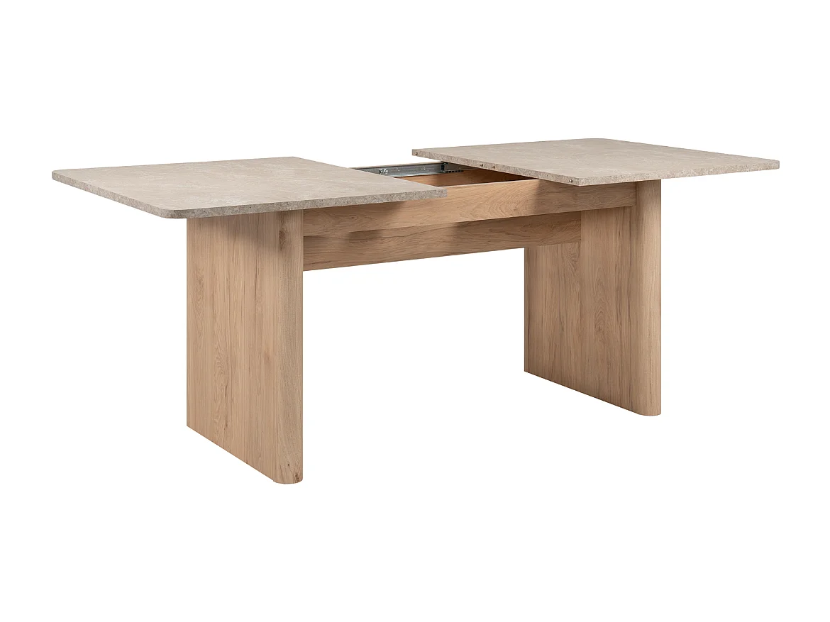 Table à manger extensible de 160 à 200 cm décor chêne et travertin - SAI