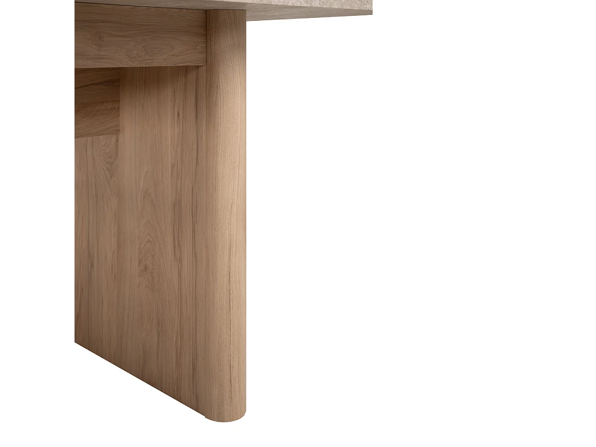 Table à manger extensible de 160 à 200 cm décor chêne et travertin - SAI