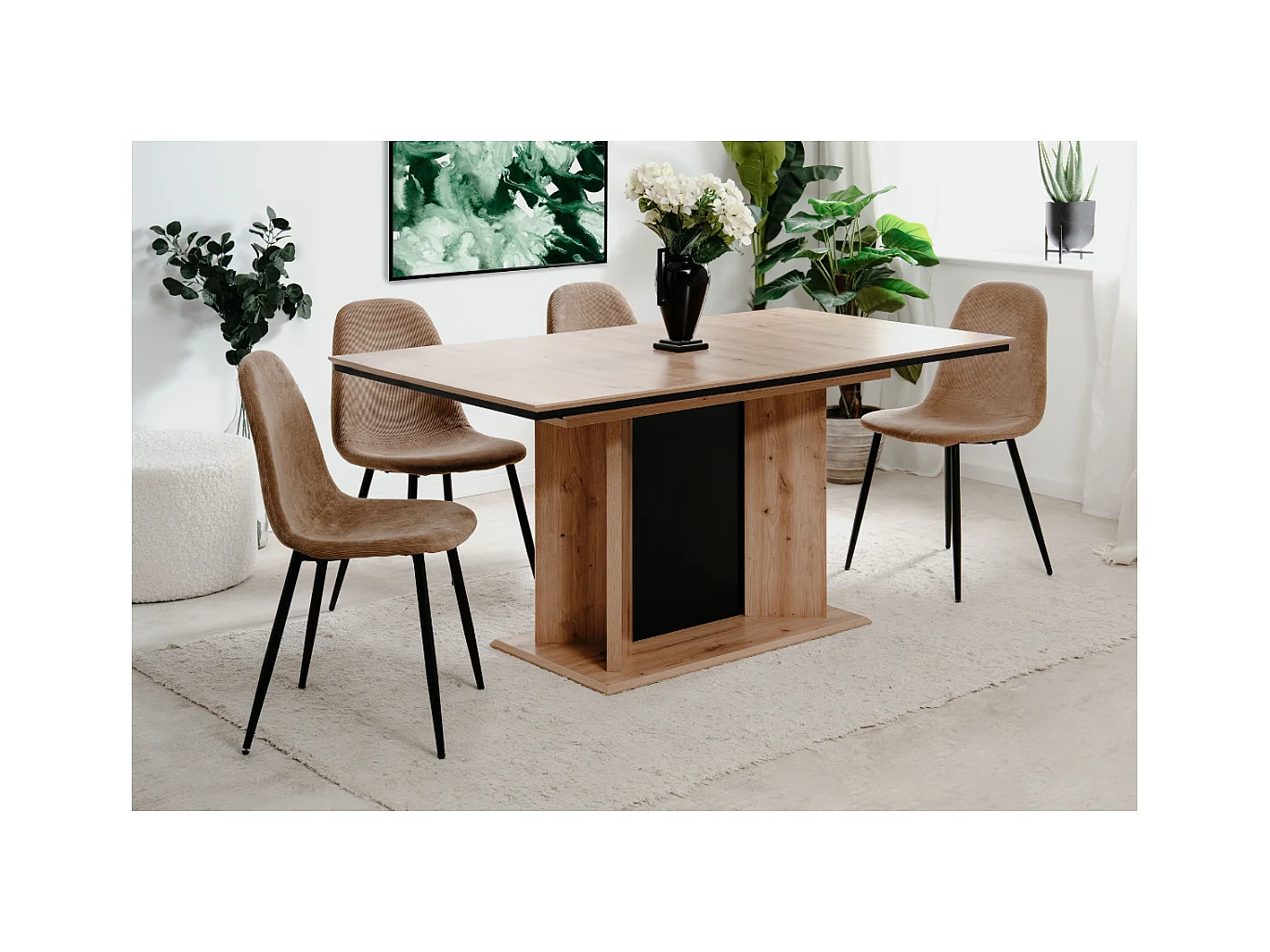 Table à manger extensible de 160 à 200 cm, ouverture automatique - NOVARA