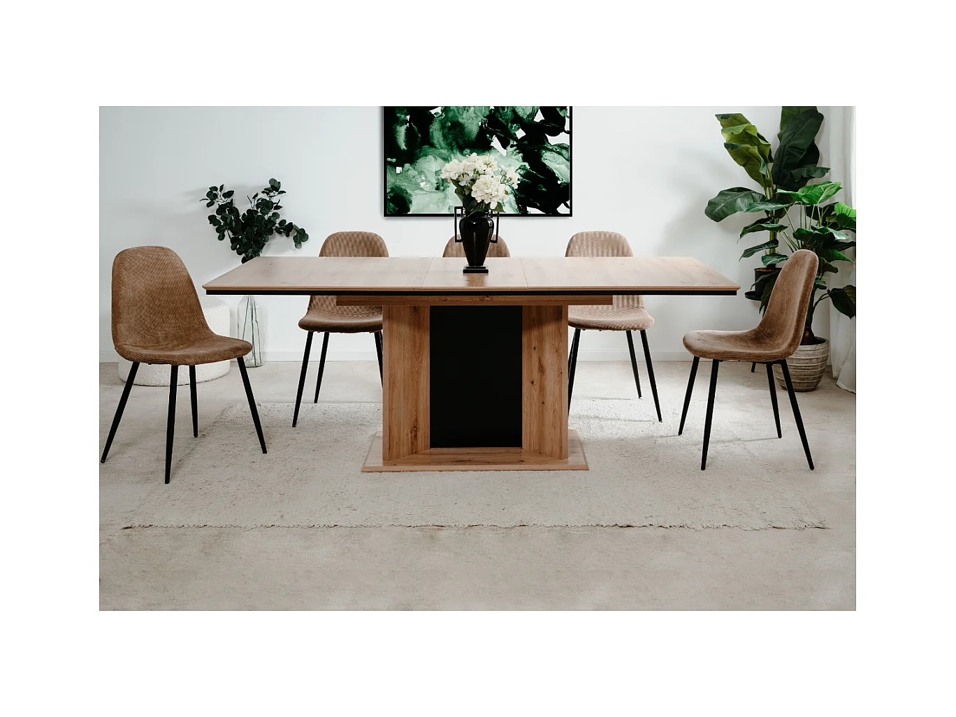 Table à manger extensible de 160 à 200 cm, ouverture automatique - NOVARA