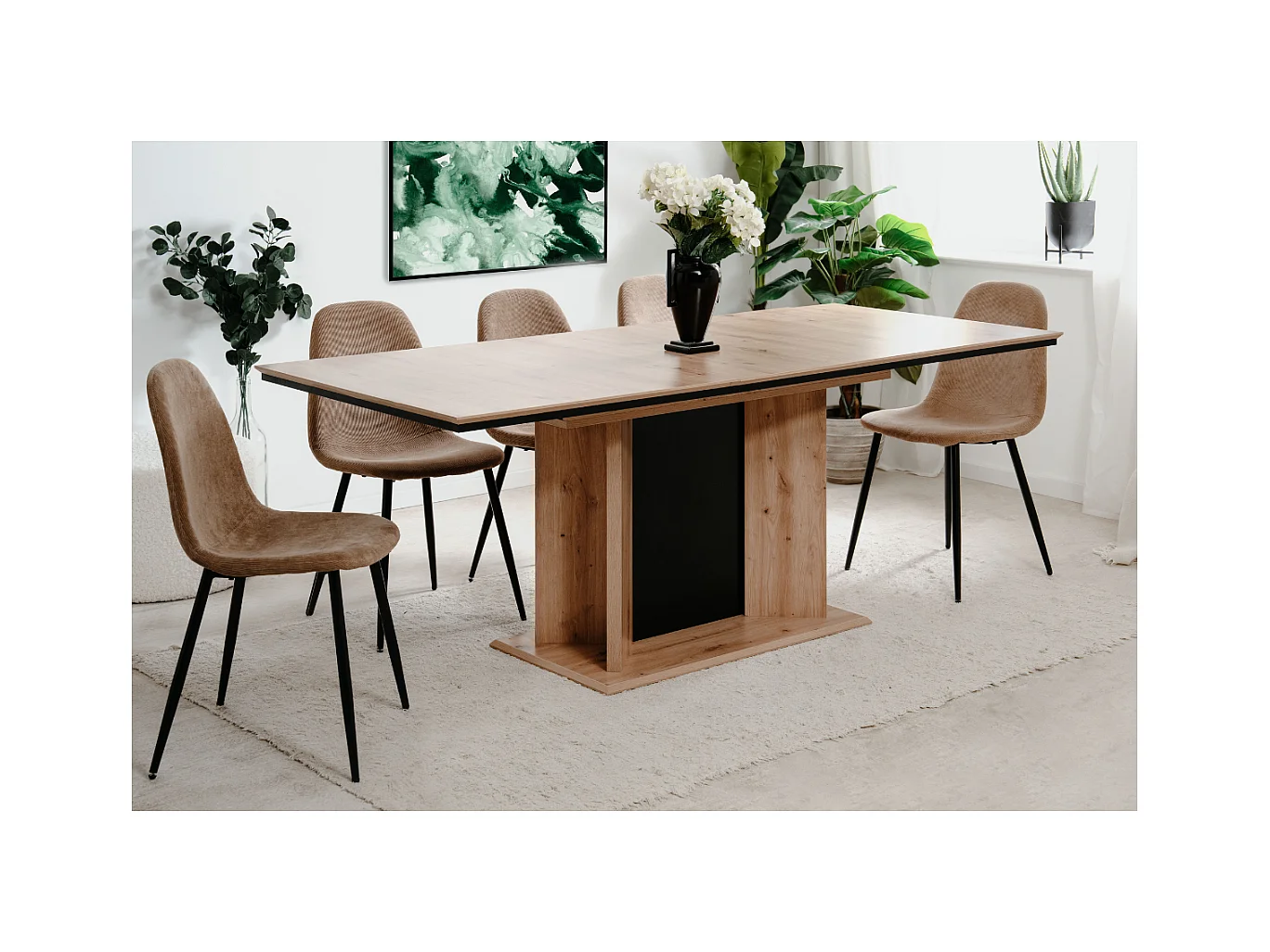 Table à manger extensible de 160 à 200 cm, ouverture automatique - NOVARA