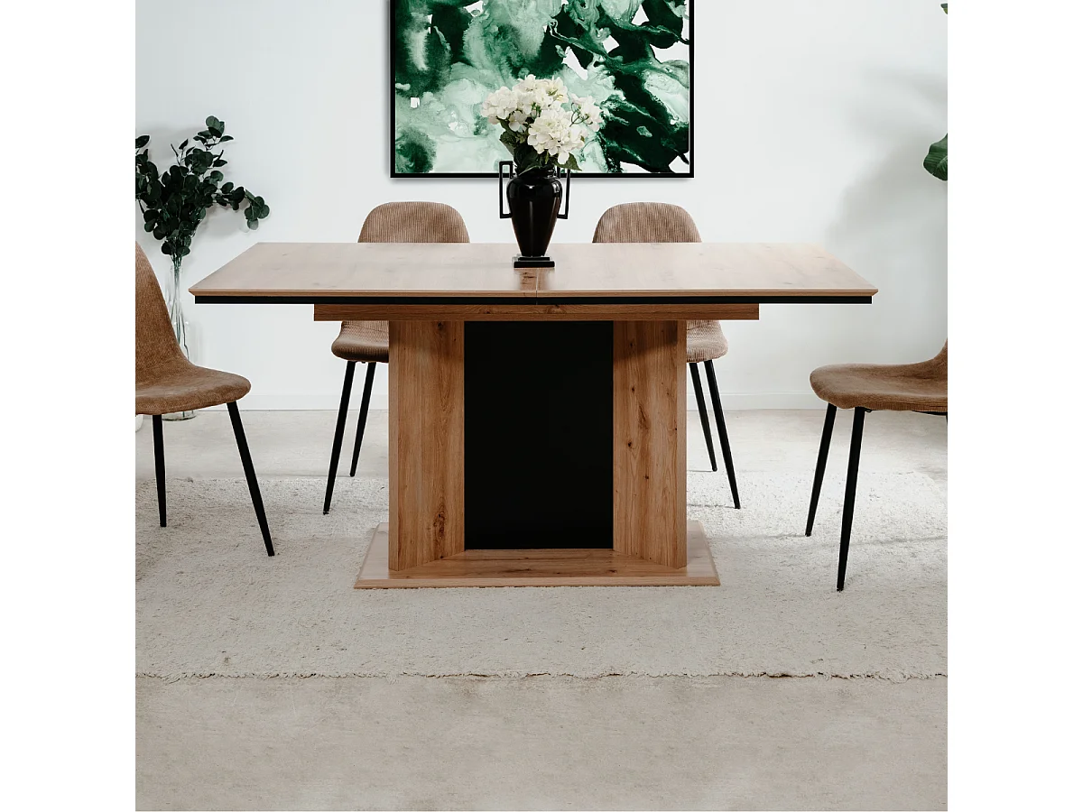 Table à manger extensible de 160 à 200 cm, ouverture automatique - NOVARA