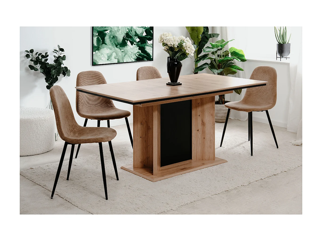 Table à manger extensible de 160 à 200 cm, ouverture automatique - NOVARA