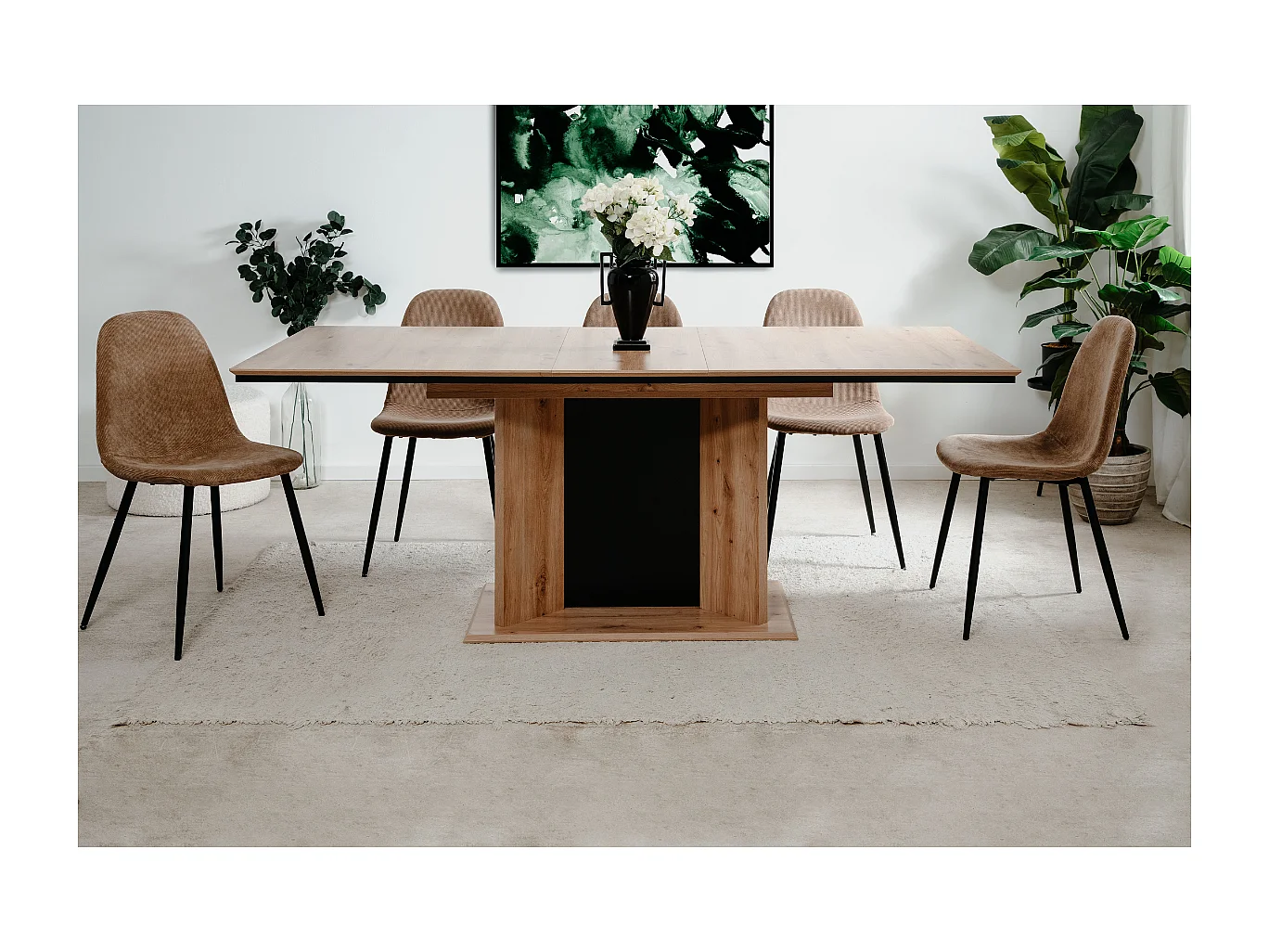 Table à manger extensible de 160 à 200 cm, ouverture automatique - NOVARA