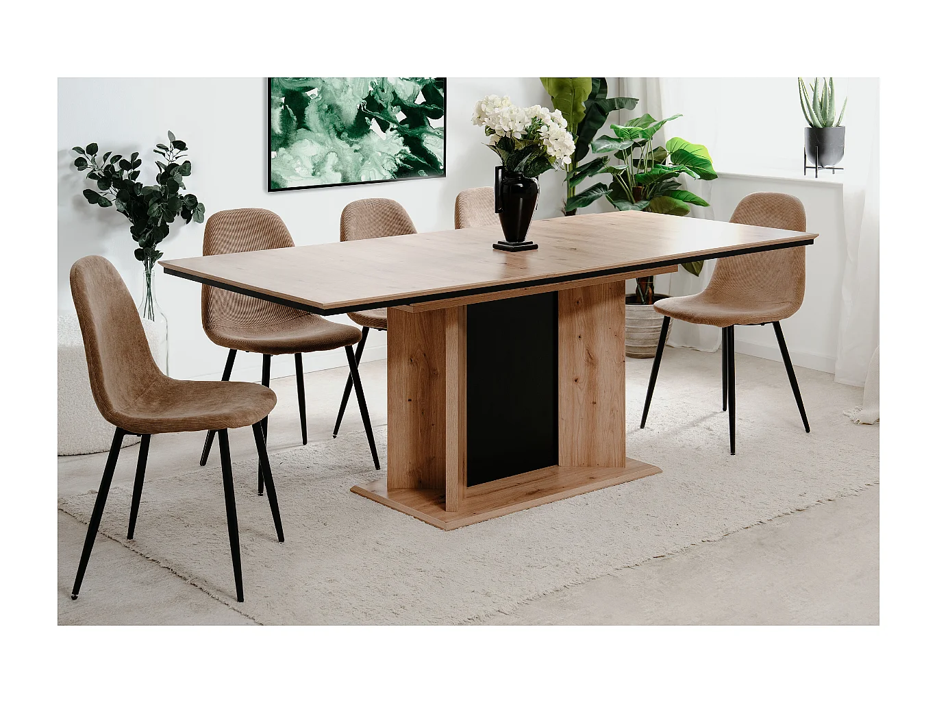 Table à manger extensible de 160 à 200 cm, ouverture automatique - NOVARA