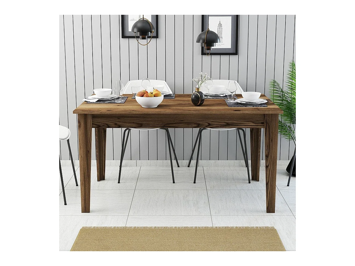 Eettafel met opbergruimte decor notenhout L145 cm - MILAN