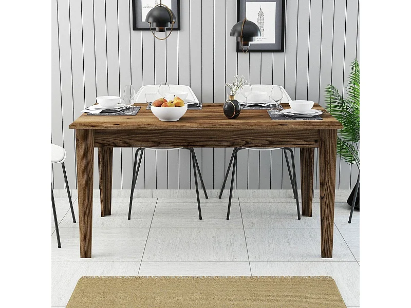 Table à manger avec rangements décor noyer L145 cm - MILAN