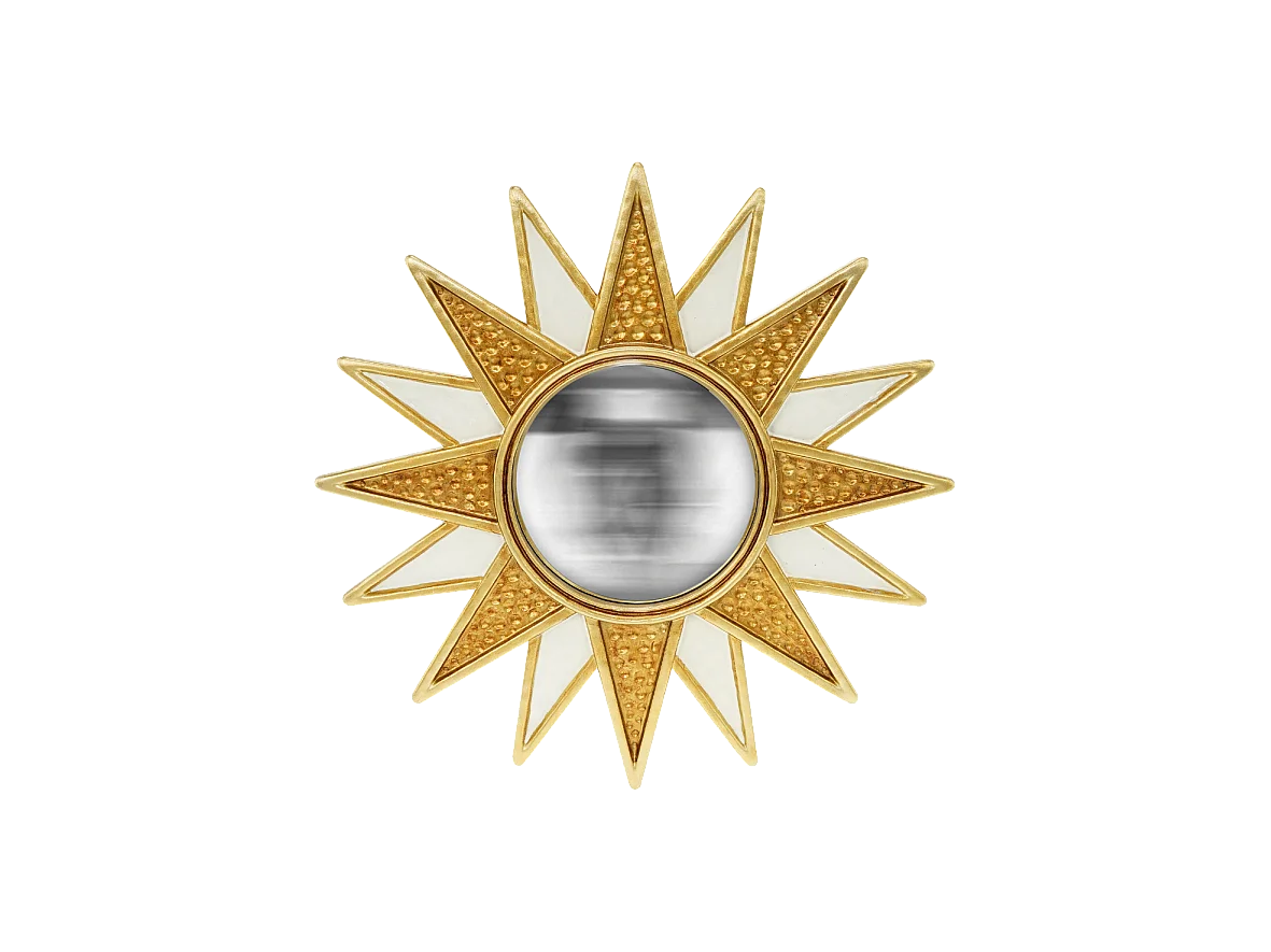 Miroir soleil convexe blanc et doré 28cm