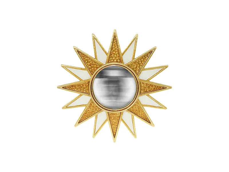 Miroir soleil convexe blanc et doré 28cm