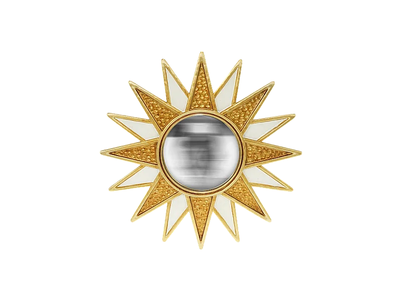Miroir soleil convexe blanc et doré 28cm