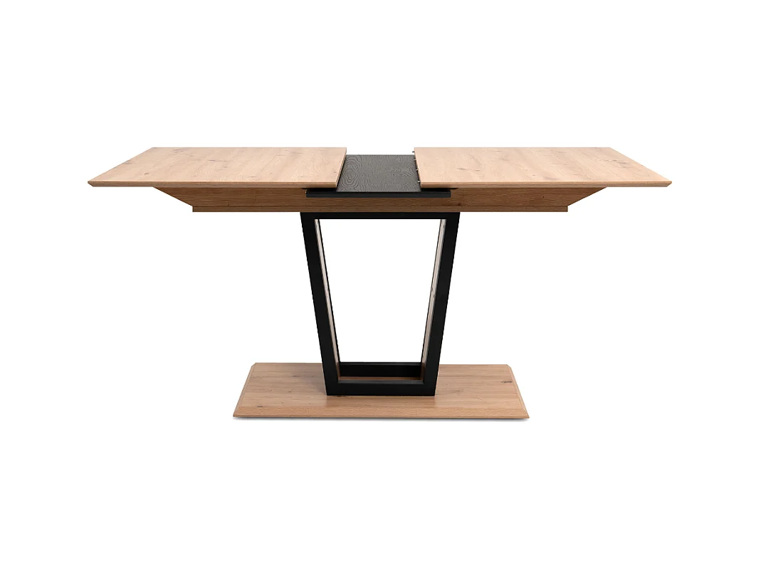 Uitschuifbare eettafel van 160 tot 200 cm, decor artisan eik en zwart – SORIA