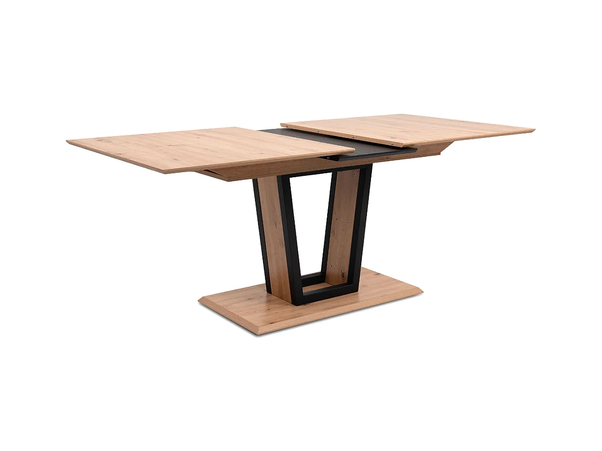 Uitschuifbare eettafel van 160 tot 200 cm, decor artisan eik en zwart – SORIA