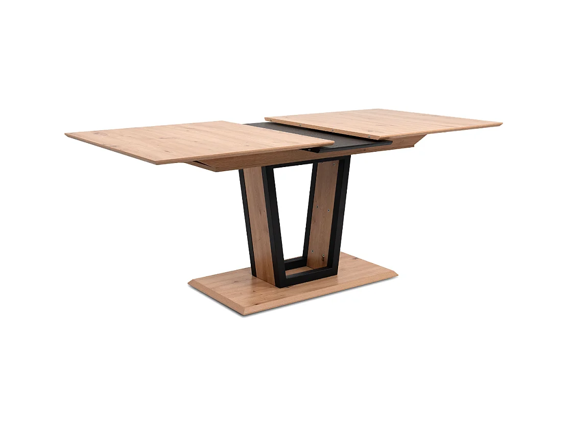 Table à manger extensible de 160 à 200 cm décor chêne artisan et noir - SORIA