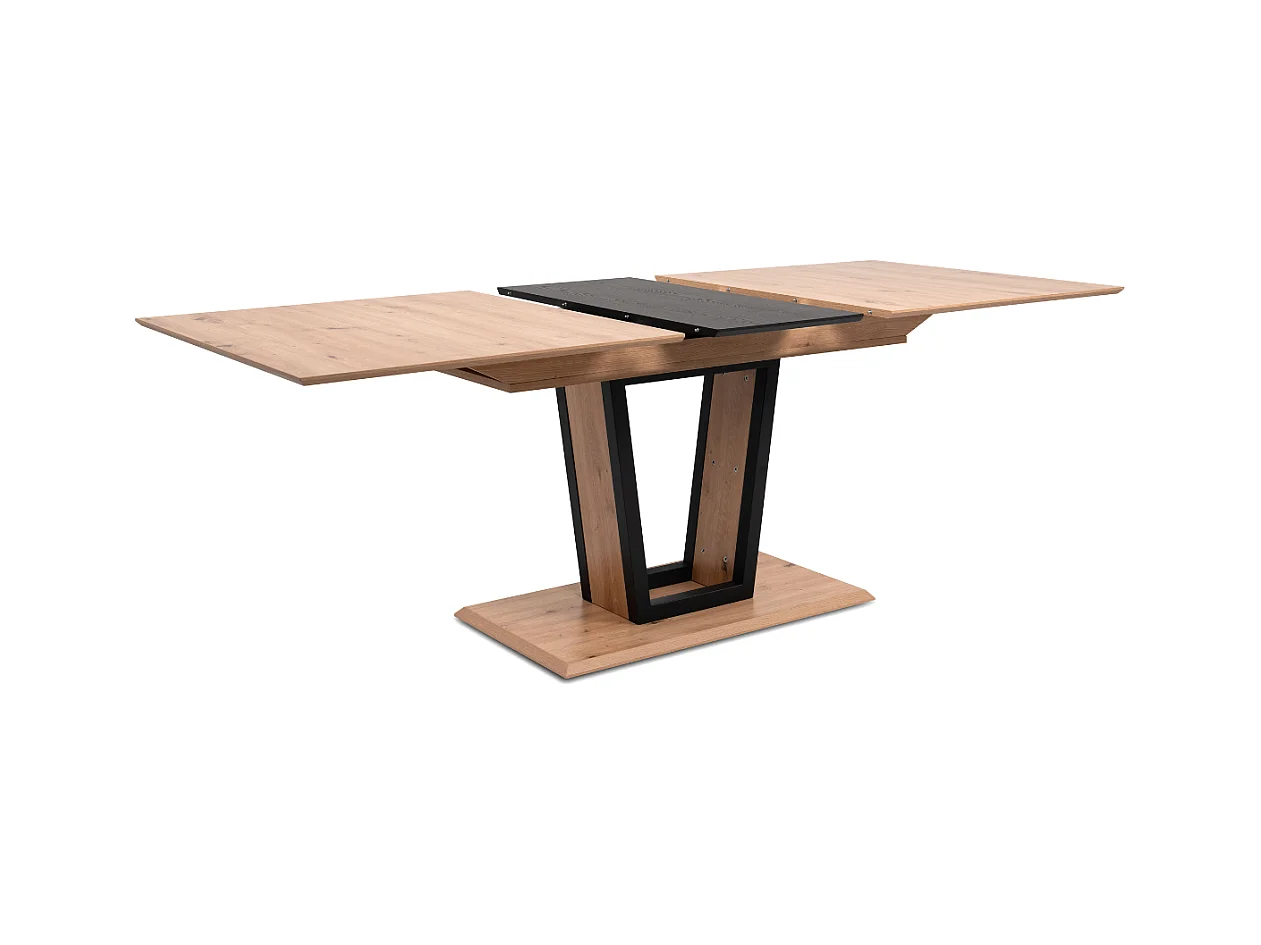 Table à manger extensible de 160 à 200 cm décor chêne artisan et noir - SORIA