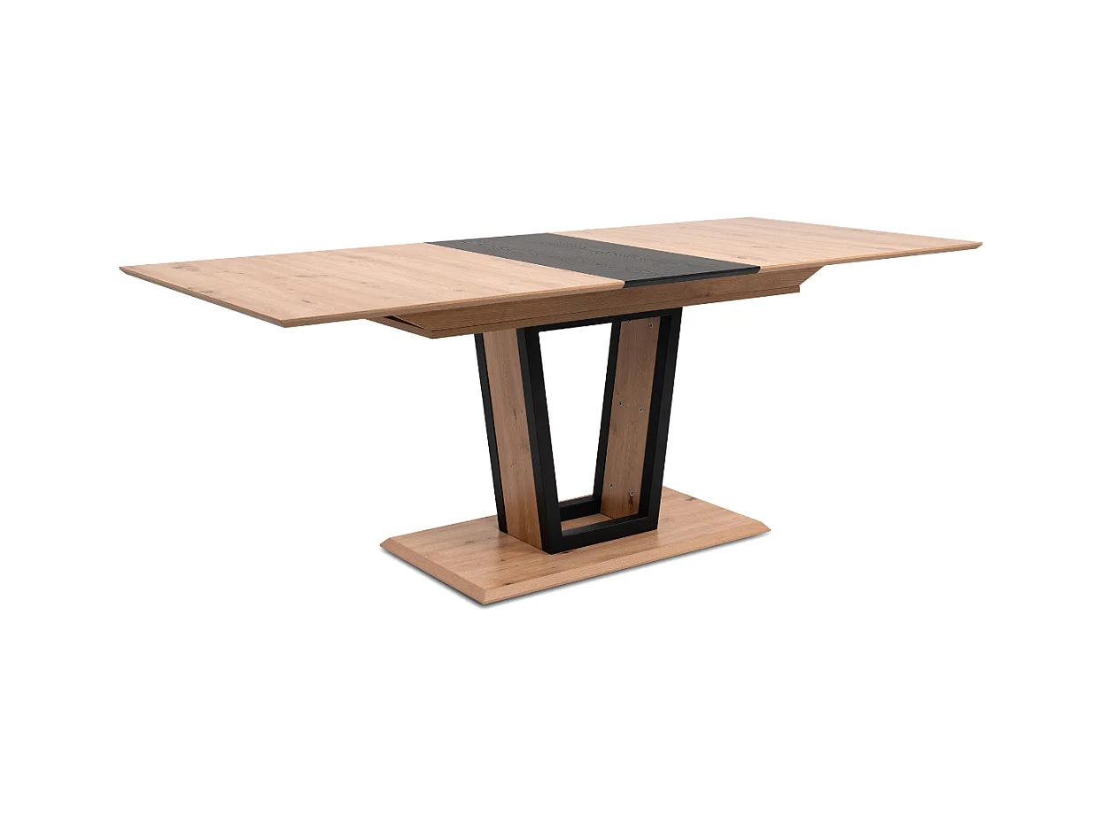 Table à manger extensible de 160 à 200 cm décor chêne artisan et noir - SORIA