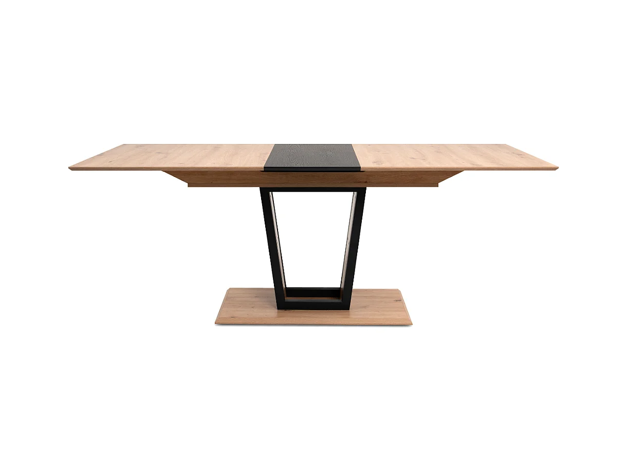 Table à manger extensible de 160 à 200 cm décor chêne artisan et noir - SORIA