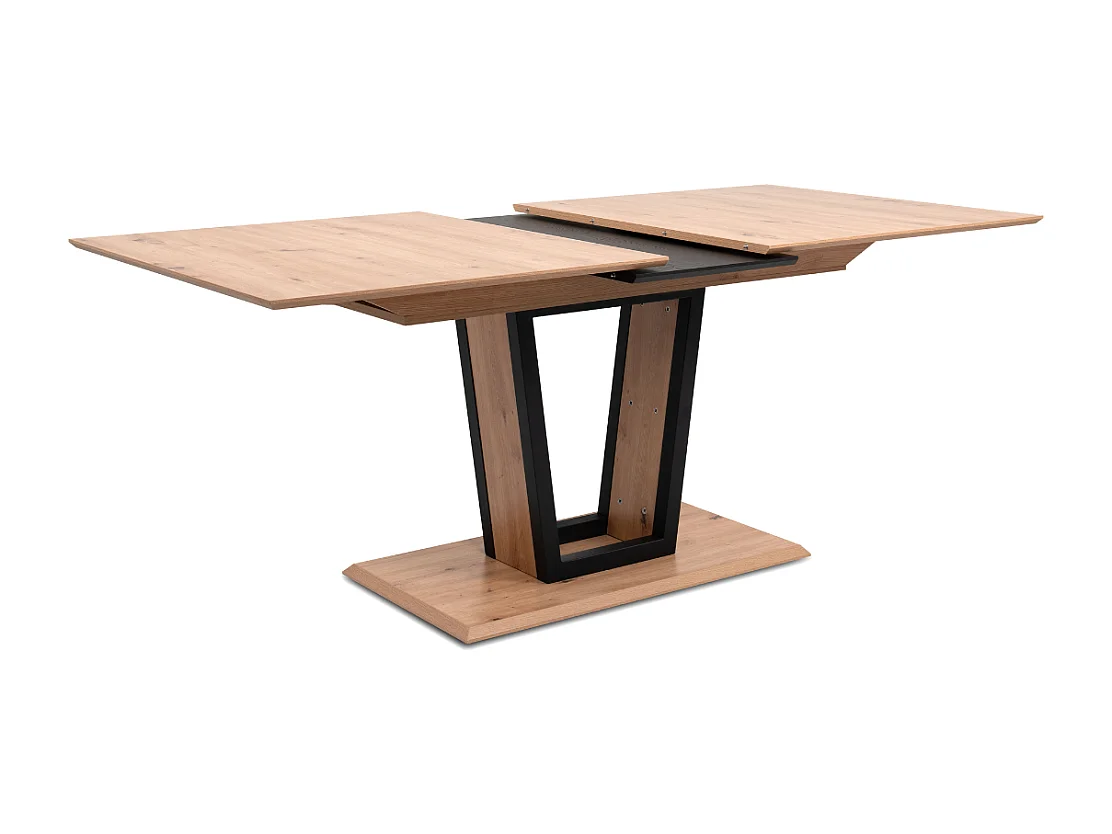 Table à manger extensible de 160 à 200 cm décor chêne artisan et noir - SORIA